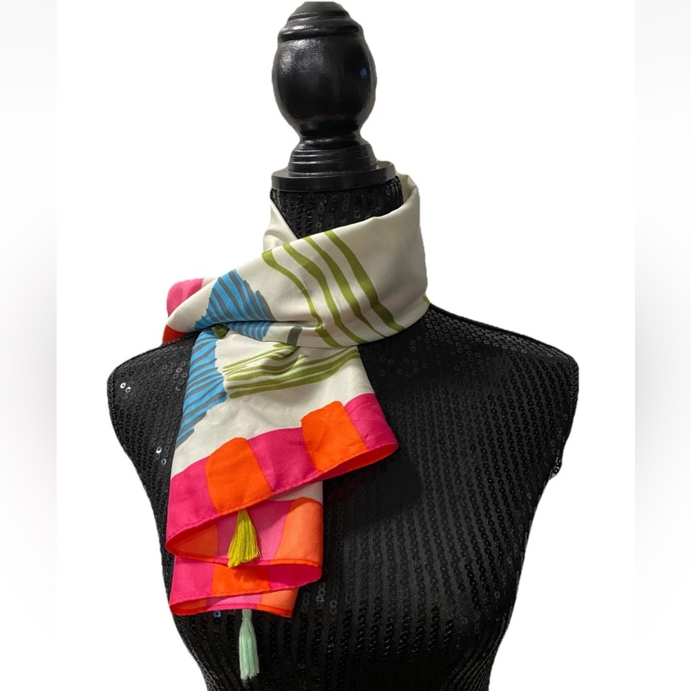 Parfois Portugal 🇵🇹 Colorful Giraffe Dancers Leaf Print Scarf-NWOT